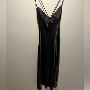 Black Backless Slip Dress